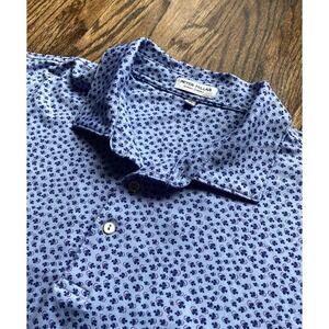 Peter Millar Summer Comfort Polo Shirt Mens Size XL Fishing Tackle AOP Golf Blue